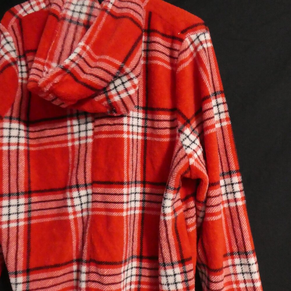 MIKK LOUNGE | xl - extra large | Plaid Fleece Zip-Up Front Closure Hooded Pajama - Picture 10 of 16
